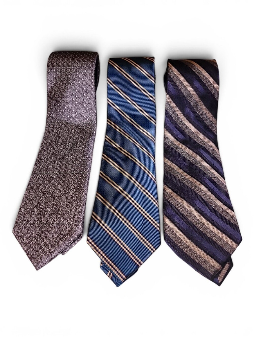 Jos. A. Bank Blue and Gray Striped Men's Tie Trio